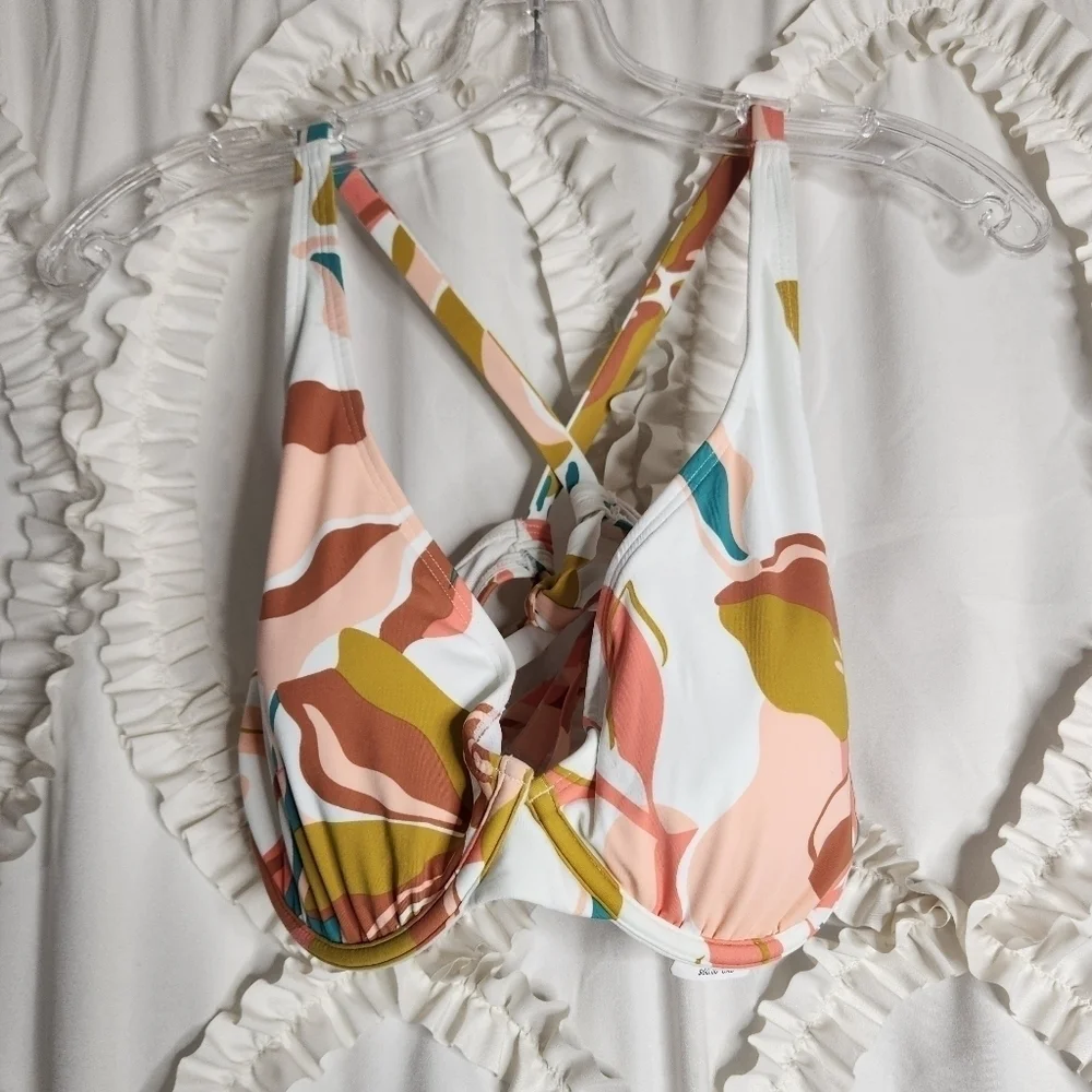 New Roxy Beach Classics Underwired D-Cup Bikini Top Bright White Paradiso sz L - Picture 3 of 7